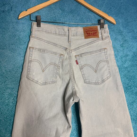 Levis Jeans Womens 28 Blue Denim Ribcage Straight Ankle Button Fly Size 28x27 - Picture 9 of 16